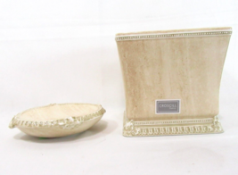 CROSCILL Addis Marbled Ceramic 2-PC Tissue Box Cover and Soap Dish Set - £38.36 GBP