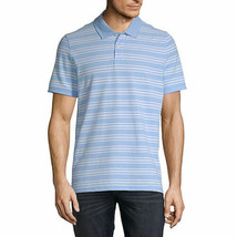 St. John&#39;s Bay Men&#39;s Short Sleeve Essential Stretch Polo XL Topeka Blue Stripe - £15.05 GBP