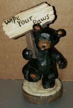 Black Bear 4&quot; &#39;Wipe Your Paws&#39; What Knot Ornament Decoration - £4.68 GBP