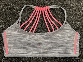 Lululemon Lighten Up Bra Grey Deep Coal &amp; Grapefruit Strappy Size 6 ~ EUC - £17.01 GBP