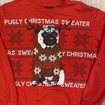 Men&#39;s Ugly Christmas Sweater XL Red Pug Dog PUGLY Sweatshirt Mad Engine Sz S - £12.32 GBP