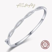 Sterling silver twinkling zircon geometric cross line bracelets for women wedding party thumb200