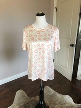 VTG ESCADA by Margaretha Ley Cream 100% Silk  Lip Print T-shirt SZ US 12... - $148.50