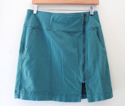 NEW! Prana Designer Teal Green Front Zip Cotton Cargo Striped Skirt 4 $69 - $46.00