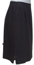 HERMES Wool Skirt Dark Brown Straight Cut Classic Leather Zipper Sz 40 VINTAGE - £167.20 GBP