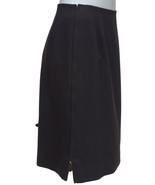 HERMES Wool Skirt Dark Brown Straight Cut Classic Leather Zipper Sz 40 V... - £168.08 GBP