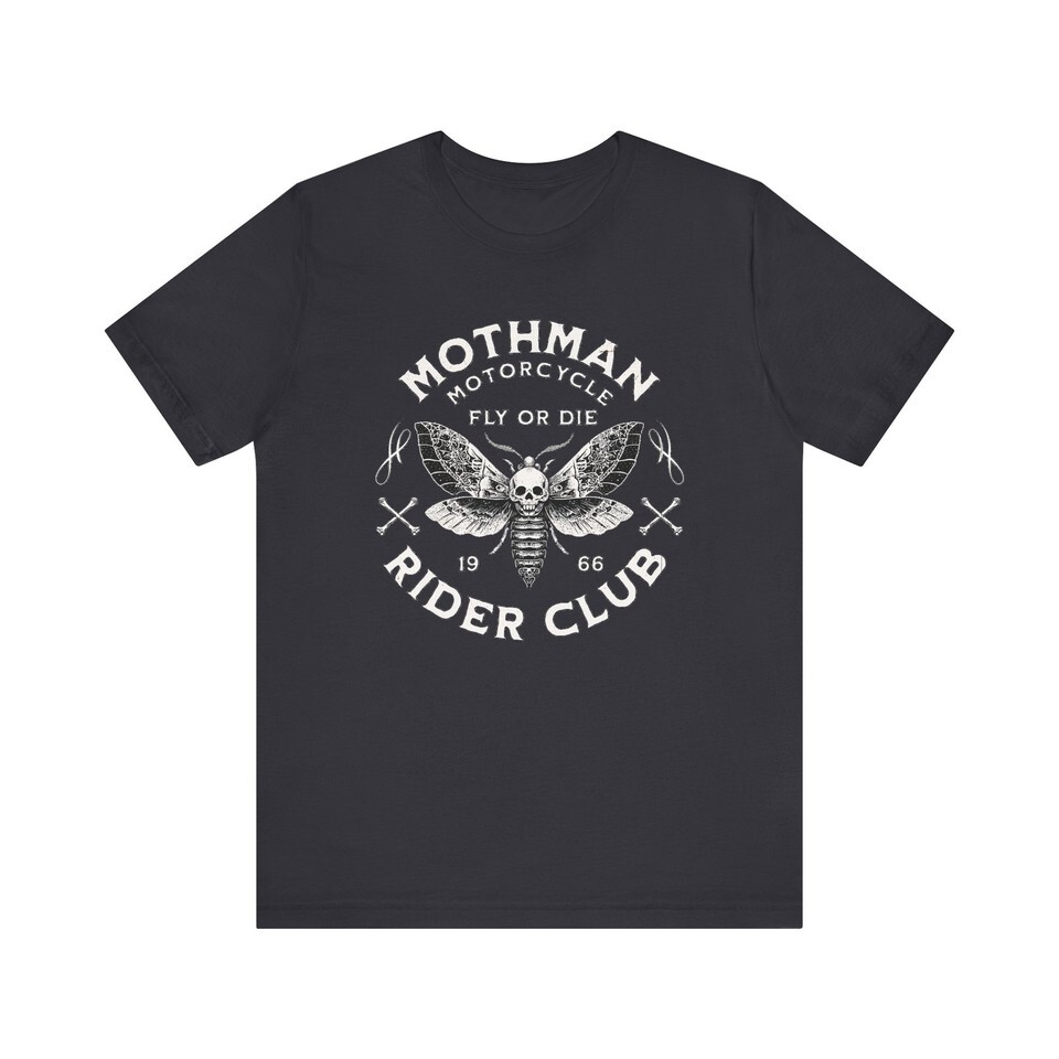 Mothman Shirt, Mothman Motorcycle Shirt, Cryptid Shirt, Goth Shirt Skull Mothman Item image 13