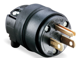 3 Prong GROUNDED PLUG rOund Black Rubber 3 wire 15a 125v Male LEVITON 515PR - $19.29