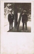 People Postcard RPPC Two Men By Tree Oni In Uniform - £2.31 GBP