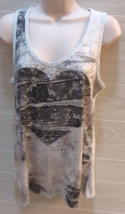 Maurices gray heart flowers studs tank top open back L Large - £11.67 GBP