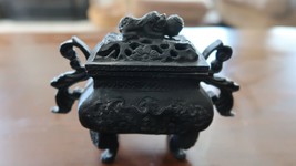 Kangxi Ceramic Censer Incense Filled with Candle Foo Dog 5.25&quot; - £76.48 GBP