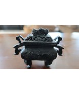 Kangxi Ceramic Censer Incense Filled with Candle Foo Dog 5.25&quot; - £75.81 GBP
