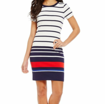 Michael Kors Patriotic Striped Ribbed Short Sleeve T-Shirt Dress Size L NWT - $64.99