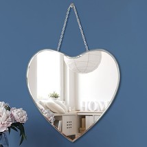 Heart Shaped Mirror With Iron Chain For Wall Decor 12X12 Inch Wall Hang Real Gla - £31.96 GBP