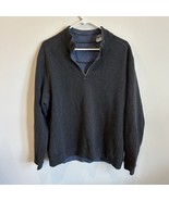 Tommy Bahama XL Reversible Quarter Zip Pullover Blue Gray 100% Cotton Read - $28.71