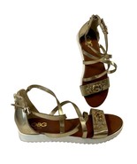 GBG Guess Womens Karin Gladiator Sandals Metallic Gold Solid Strappy Fla... - £15.95 GBP