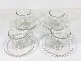 4 Imperial Crystal Candlewick Coffee Cups Saucers After Dinner Demitasse 400/37 - £23.73 GBP