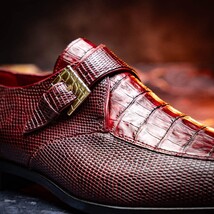 Toluca genuine crocodile and lizard dress monk strap Wine image 10