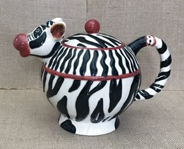 Whimsical Kitsch Anthropomorphic Zebra Teapot With Lid Ceramic - £29.96 GBP