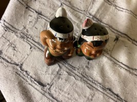 Vtg Victoria Ceramics Hand Painted Indian S&amp;P Shakers Native American Heritage - £14.39 GBP