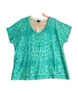 NWT Talbots Top Womens Size LP Green Paisley Knit V-Neck Short Sleeves C... - €21,57 EUR