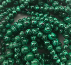 6mm Synthetic Malachite Round Beads, 1 15in Strand, green - $13.00