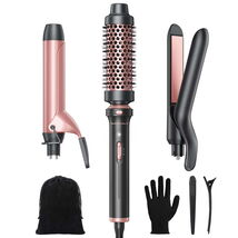 3 in 1 Curling Wand Set with Heated Round Brush, Flat Iron and 1 1/4 inc... - $122.99
