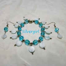 Sea aqua glass bead charm bracelet and earring set thumb200