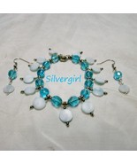 Sea Aqua Glass Bead Charm Bracelet and Earring Set - £13.54 GBP