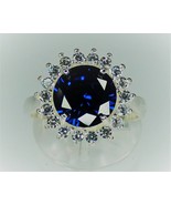 Lab Created Sapphire Silver  Ring September Birthstone - £38.93 GBP