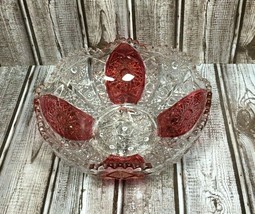 Cranberry and Clear Glass Bowl - £7.91 GBP