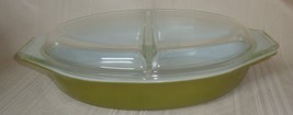 Vintage Pyrex Divided Casserole Dish, Green , 1 Quart, with Clear  Lid, USA - $19.79