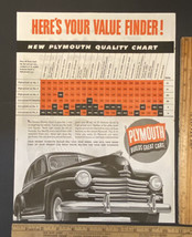 Vintage Print Ad Plymouth Automobile Value Finder Black Car 1940s Ephemera - £10.78 GBP