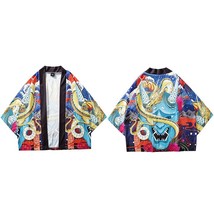 2022 Japanese Kimono Jacket Sea   Printed Hip Hop Men Japan Style Jackets Street - £62.46 GBP