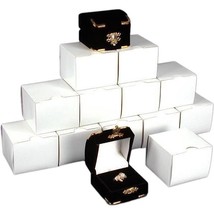 12 Black Velvet Ring Boxes With Brass Corners &amp; White Gift Boxes - £20.40 GBP