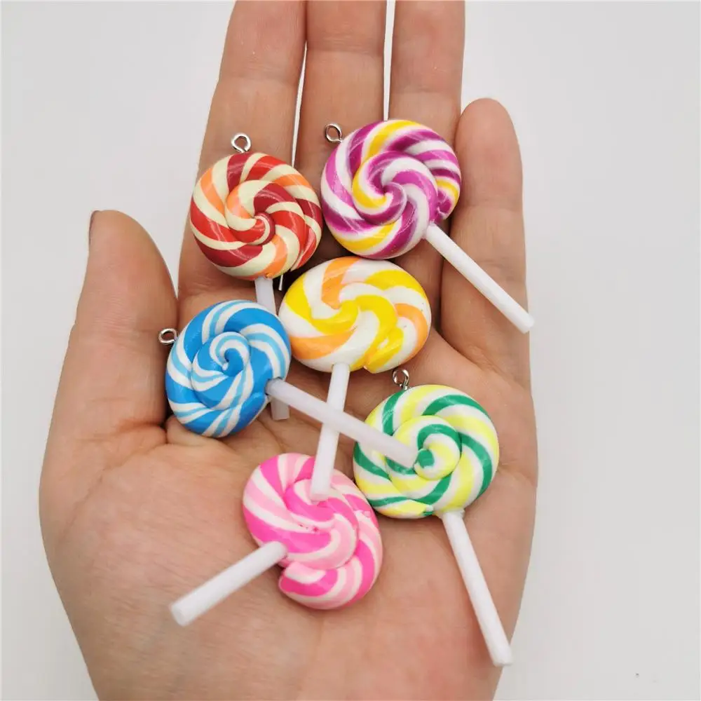 6pcs Rainbow lollipop for Slime DIY Candy Polymer Bead Filler Addition Slime - £8.95 GBP