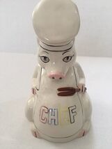 Pig Chef Vtg Piggy Bank Ceramic White Collectible Kitchen - Missing Bott... - $12.35