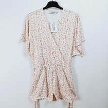 In The Style Floral Wrap Playsuit White Size UK 14 NEW - $18.51