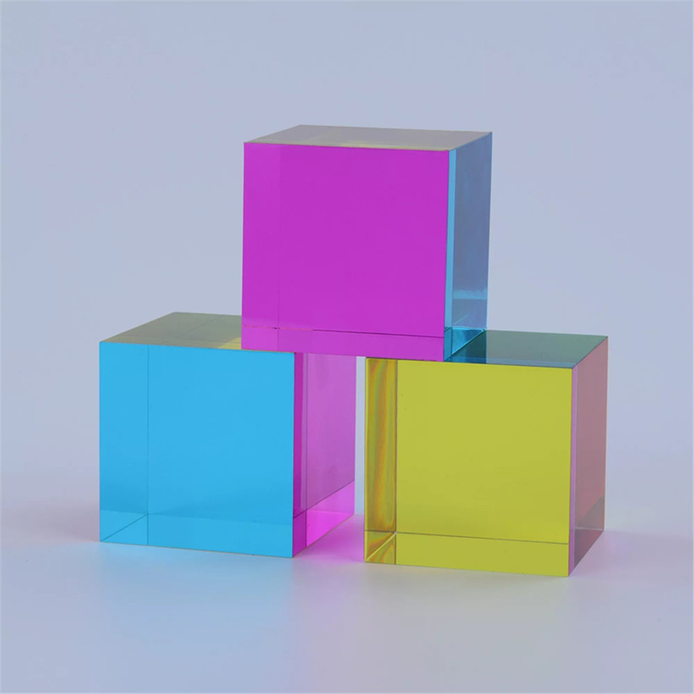 Magic Prism Cube Crystal Optic Multi-Color Toys and Desktop Decoration Gifts 4CM - £15.72 GBP