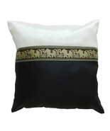 black Cushion Pillow Case Elephant 40x40cm/15.5x15.5in Thai Silk Bed Sofa  - $8.99