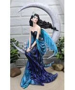 Large Indigo Moon Celestial Witching Hour Fairy with Kitten Cat Statue 1... - $1,455.63 MXN