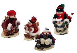 Grandeur Noel Skiing Snowman Family Set Of 4 Figurines For Christmas SHIPS FAST - £29.28 GBP