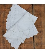 Vintage Embroidery &amp; Cutouts White Doily 17 Inch Round - $10.40