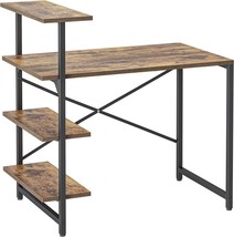 Cubicubi 40-Inch Small Computer Desk With Shelves, 3 Tier Shelf, Home, Brown. - £81.30 GBP