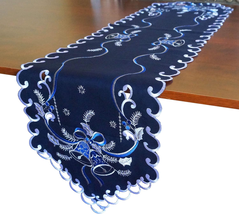 Holiday Christmas Table Runner 13&quot;X34&quot;, Cutwork Embroidered Floral Chris... - €11,62 EUR