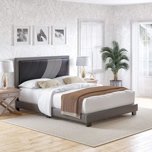 Boyd Sleep Bree Upholstered Platform Bed With Headboard And Durable, Black/Gray - £333.70 GBP