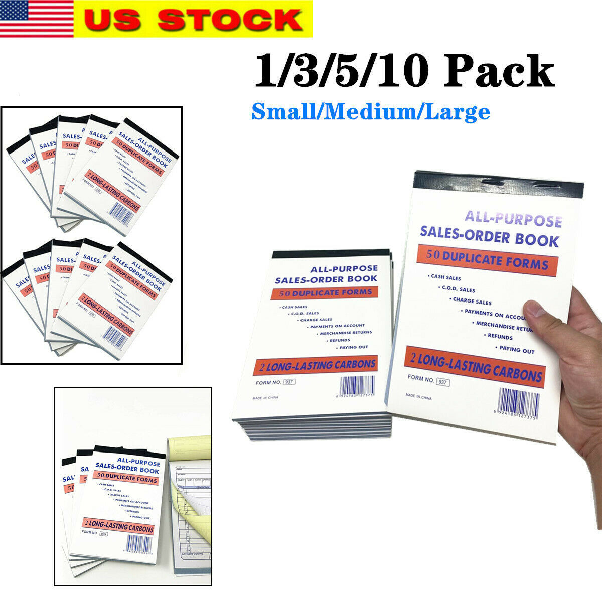 Lof of 1/3/5/10 Sales Order Book Receipt Invoice Duplicate Carbonless 50... - $6.92+