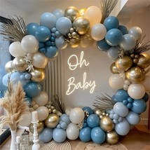 Dusty Blue Balloon Garland Arch Kit 165Pcs White Sand Pastel Macaron Blue Ocean  - £21.89 GBP