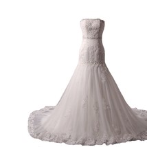 Kivary Women&#39;s Ivor Tulle Beaded Mermaid Wedding Dresses Lace Up Back US 12 - £156.57 GBP