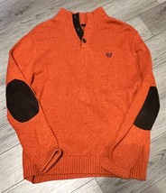 VTG Chaps Men&#39;s Cotton Long Sleeve Sweater Burnt Orange Elbow Patches Size M - £10.06 GBP